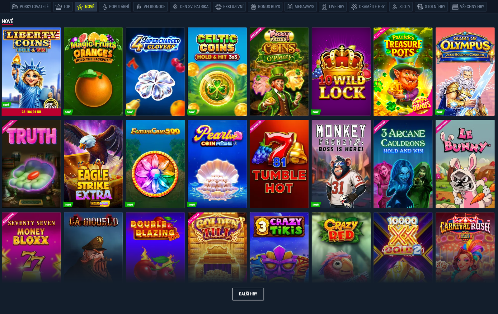 Rabona Casino – herní katalog s výběrem nových slotů od více než 120 poskytovatelů